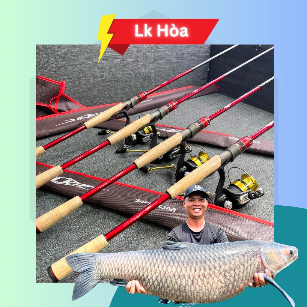 [LK HÒA] (TẶNG 01 DÙ LK X8) BỘ CẦN CÂU LURE LK HÒA VÀ MÁY DAIWA RS - BỘ 2 SẢN PHẨM CHUYÊN CÂU LURE