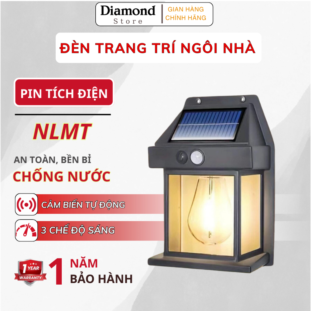 Đèn Treo Tường Cảm Biến Chuyển Động Pin Năng Lượng Mặt Trời BK - 888, Chống Thấm Nước Trang Trí Sân 
