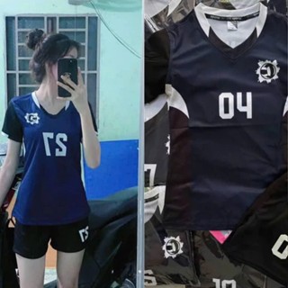 Bộ Quần Áo Bóng Chuyền Nam Nữ Tím Than, Đồ Bóng Chuyền Áo Thể Thao Co Giãn Tốt, Thoáng Mát Có in Tên