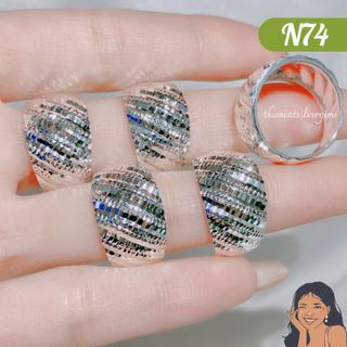  N74 Nhẫn Mo lồi tráng gương đính đá Bạc thật Thiên Cát s950 