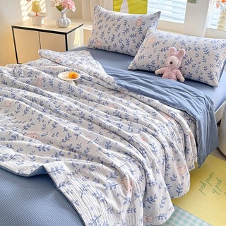  Bộ chăn ga gối COOLING M2T BEDDING mềm mát gồm 2 vỏ gối nằm ga giường và chăn chần bông hè 