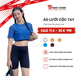 Áo lưới croptop cộc tay Body.Store tập gym tập yoga thể thao chạy bộ siêu thoáng mát tôn dáng