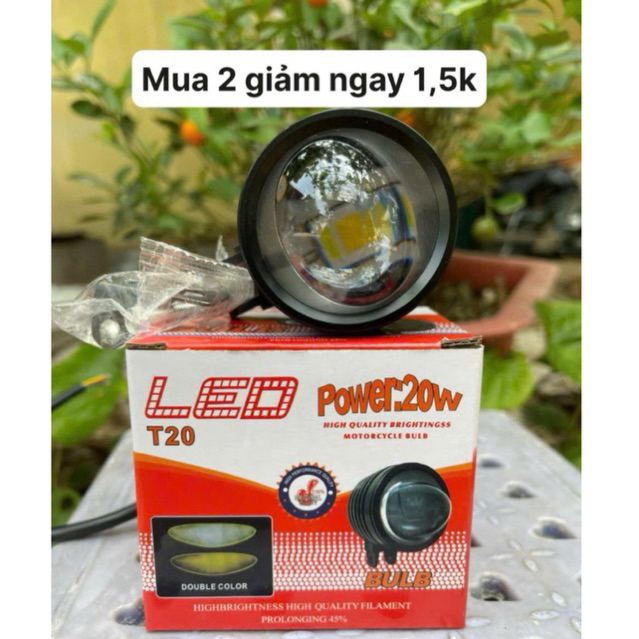 Đèn Led Trợ Sáng Bi Cầu T20 Loại To 2 màu gắn xe máy, xe điện