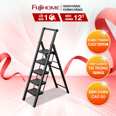 Thang ghế gấp gọn nhập khẩu FUJIHOME SL105B chất liệu thép carbon cứng cáp, 2-3-4-5 bậc tiện lợi