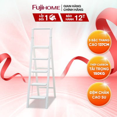 Thang ghế gấp gọn nhập khẩu FUJIHOME SL105W chất liệu thép carbon cứng cáp, 2-3-4-5 bậc tiện lợi