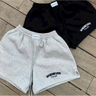 Quần đùi short nỉ WHENEVER ATELEIER  SWEATSHORT SS25 vải nỉ bông, hình thêu cao cấp không bong tróc