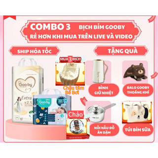 (Combo quà) 3 Bịch Tã/bỉm Gooby Extra mềm mại, chống tràn, siêu thấm hút đủ size cho bé 4-30KG