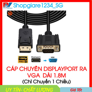 Dây cáp DisplayPort ra VGA Dài 1.8M, cáp chuyển đổi tín hiệu DisplayPort ra VGA (DP to VGA),