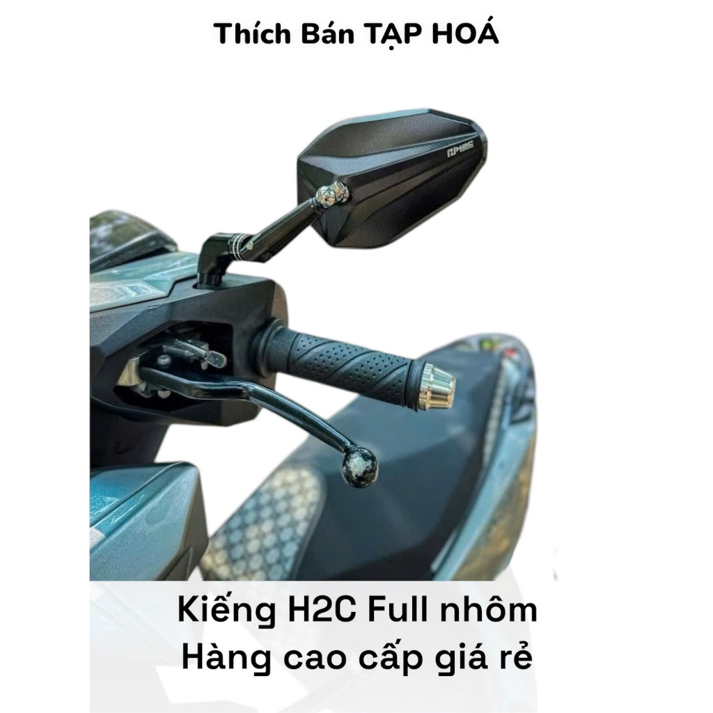 Gương H2C V2, Kính H2C V2 Nhôm CNC đồ chơi phụ kiện gương chiếu hậu xe máy gương H2C chính hãng
