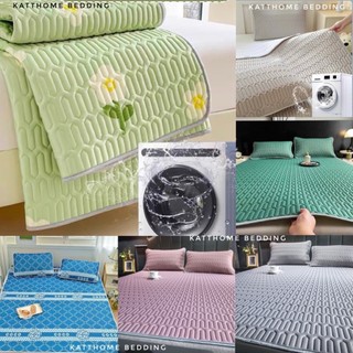 Chiếu Điều Hòa Lụa Lạnh Trần Bông Đậu lành,Thảm trải giường mịn màng cài chun 4 góc cho bé M6/M8/2M2