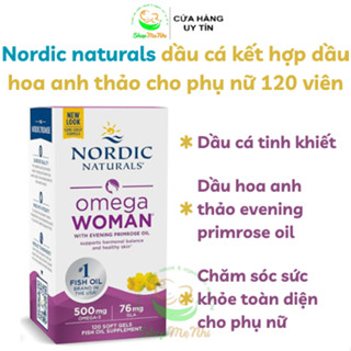Viên uống Omega kết hợp dầu hoa anh thảo Omega Woman Nordic Naturals 120 viên.