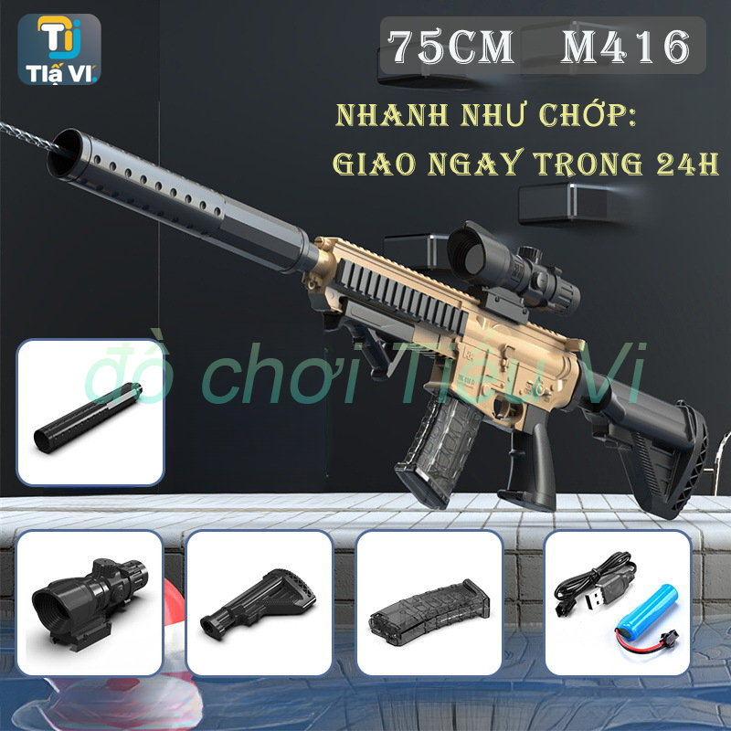 M416 Súng Nước Điện Xanh Hồng Súng Nước Bắn Nước Lễ Hội Bé Trai Bé Gái Đồ Chơi Trẻ Em Hoàn Toàn Tự Động Nổ Xịt Nước KN0H