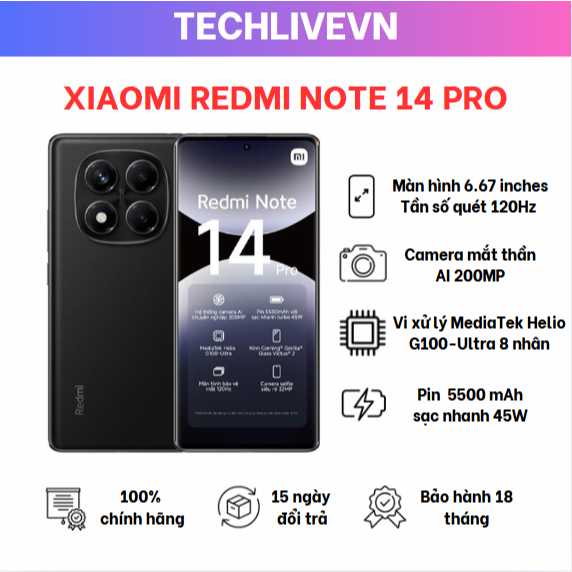 Điện Thoại Xiaomi Redmi Note 14 Pro 8/256GB - Hàng Chính Hãng