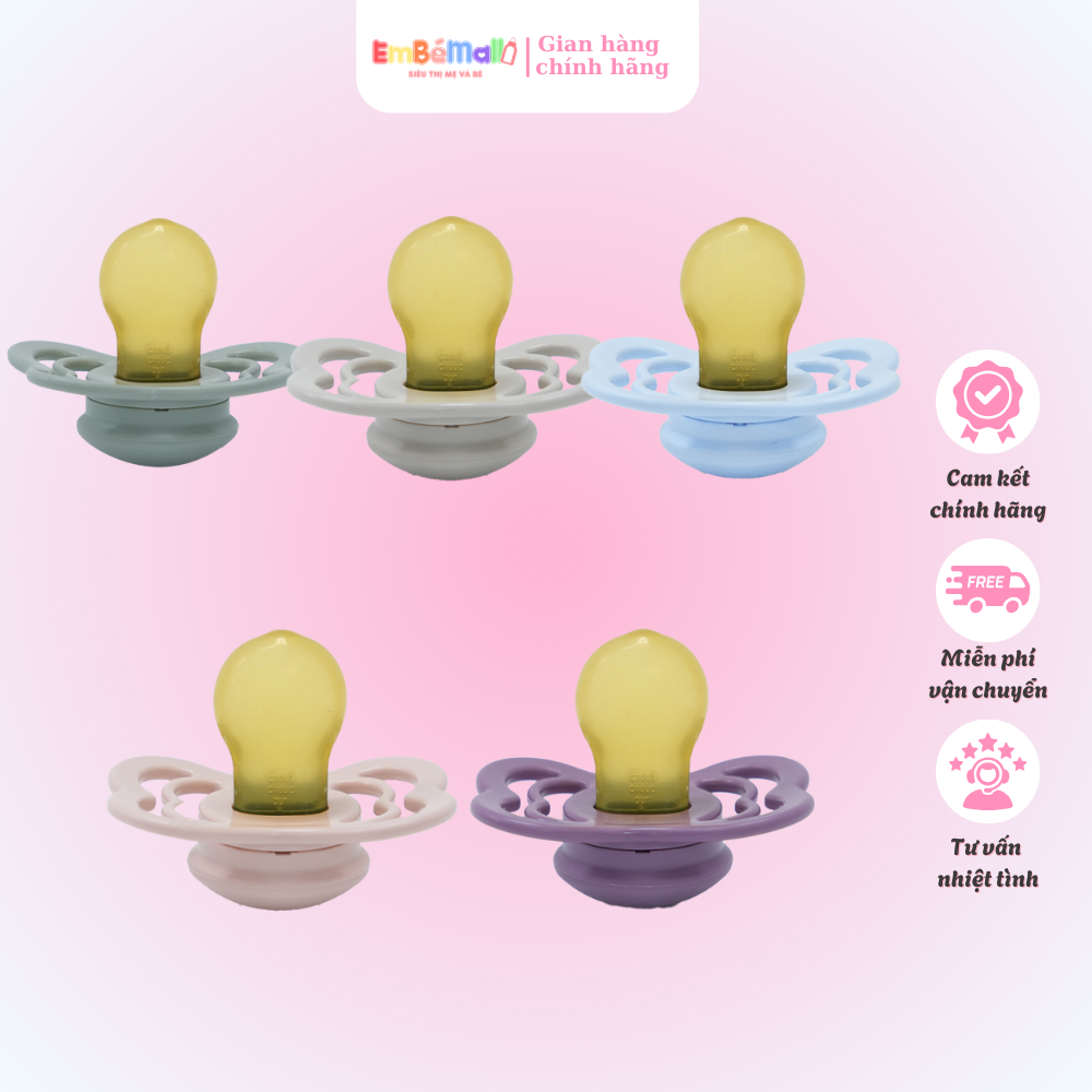 Ty ngậm cao su tự nhiên BIBS Pacifier Supreme Latex Size 1/Size 2