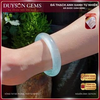  Vòng tay thạch anh tự nhiên màu xanh bản hẹ liền khối Duyson Gems phong thủy may mắn phú quý 