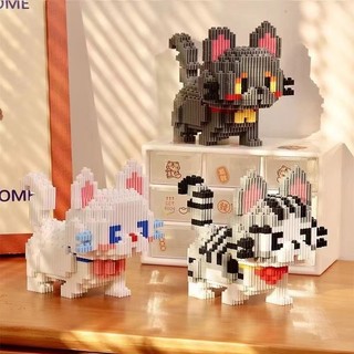  Tương thích với các khối xây dựng Lego đồ trang trí mô hình mèo dễ thương 3D 