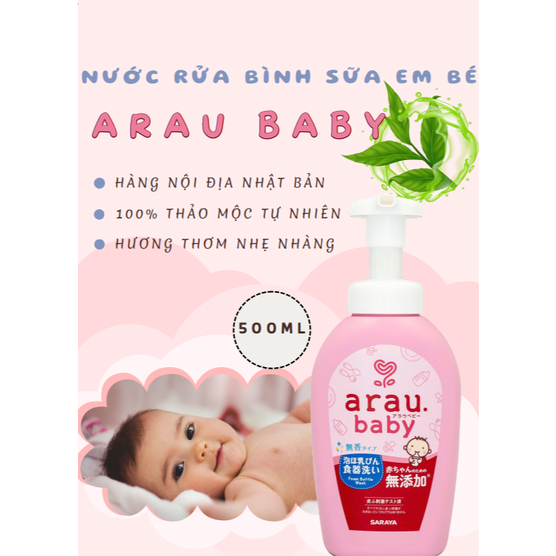 Nước rửa bình sữa em bé Arau Baby bình 500ml