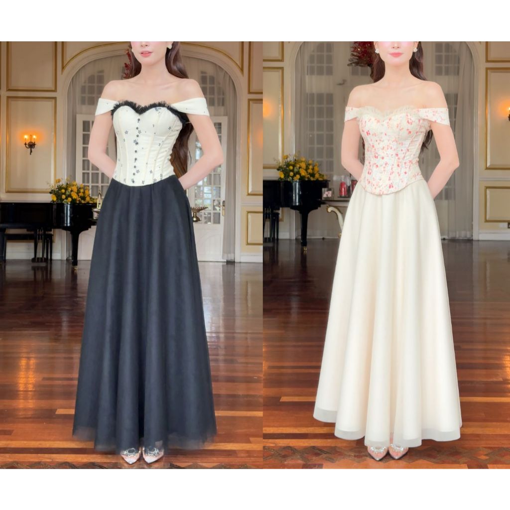 SÒ VINTAGE - SERA set áo corset và chân váy xòe