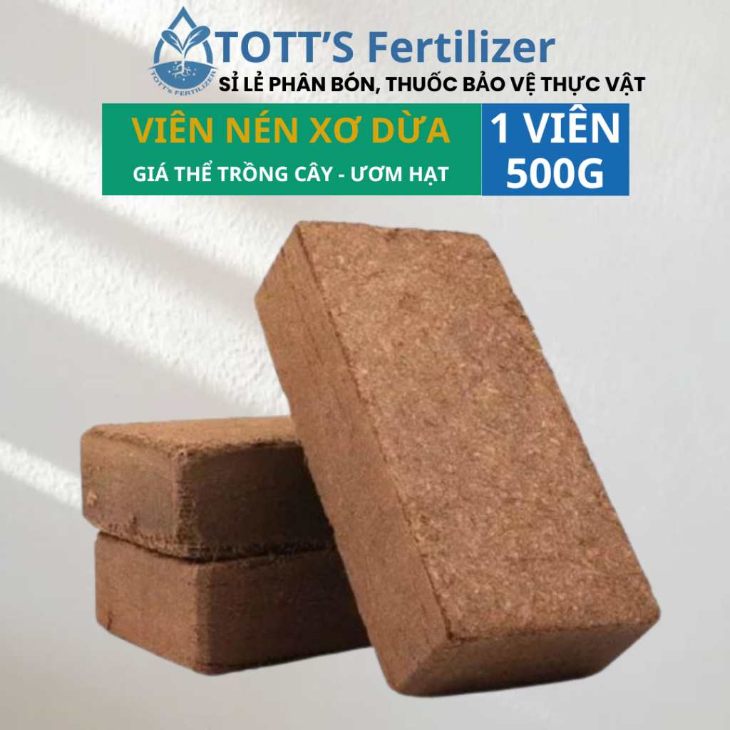 Viên nén xơ dừa, combo 10 viên, Đất trồng cây hữu cơ vi sinh dạng viên 500g
