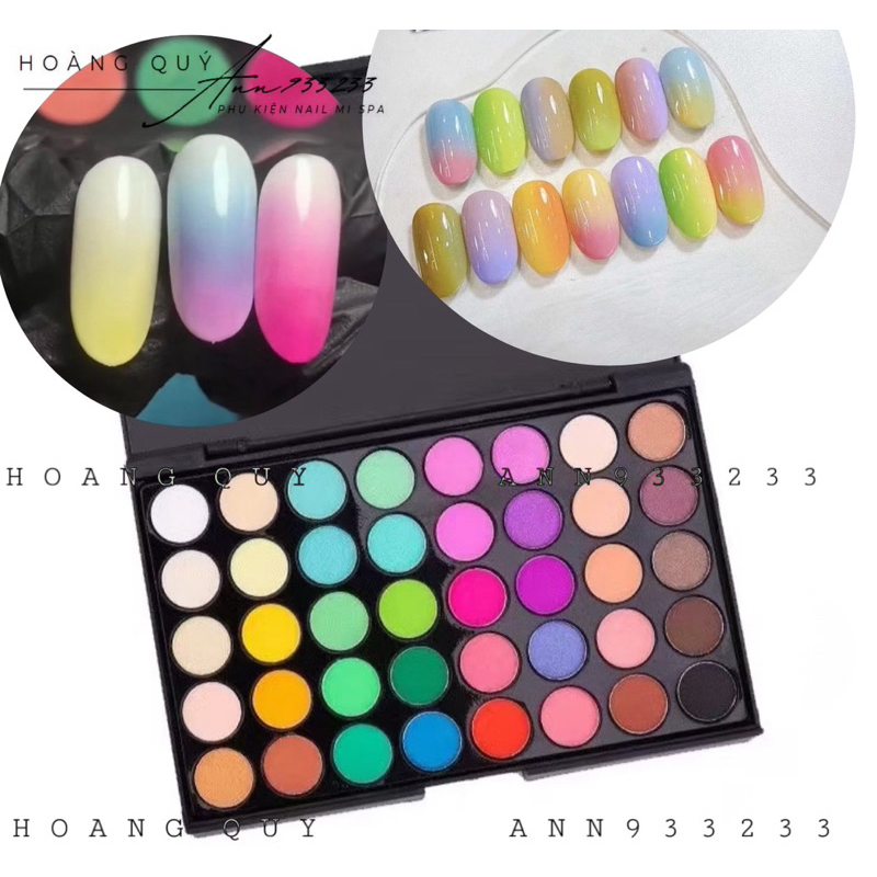 Bảng 40 màu dặm Ombre nail tiện dụng, Cọ dặm ombre, bột dặm Ombre móng- Hoangquy.233