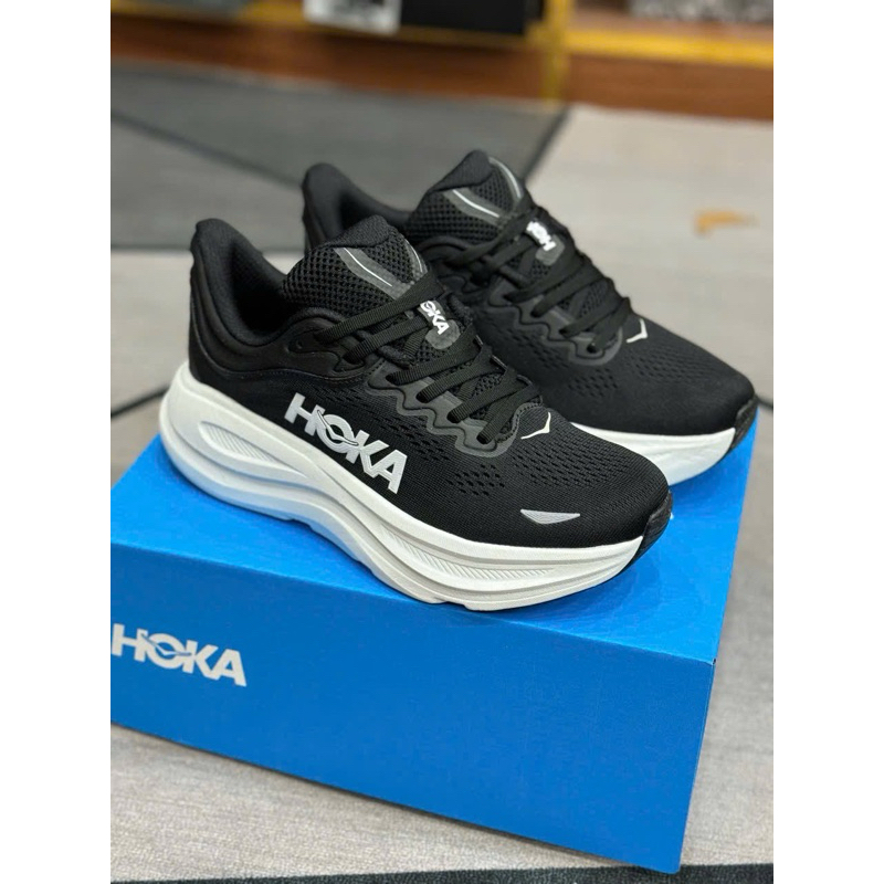 Giày thể thao Pickleball Hoka bondi8 đen đế trắng