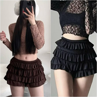 Quần váy 4 tầng bèo Dáng ngắn lưng thun chất tăm gân ( Bigsize :45-85 kg)MS :28