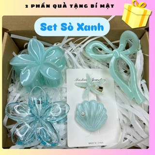 Sét 6 Kẹp Sò Đi Biển Và Hoa Sứ Có Hộp Và Giấy Lót CUTE CAT