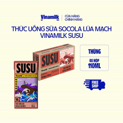 Thùng Thức Uống Sữa Socola Lúa Mạch SuSu Hộp 110ml - 48 hộp/Thùng