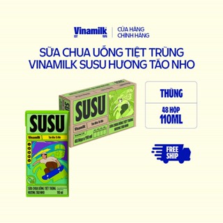 Sữa chua uống hương táo nho Vinamilk Susu - Thùng 48 hộp 110ml.