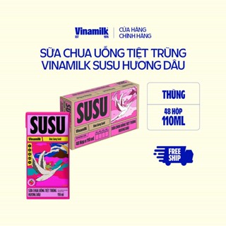 Sữa chua uống hương dâu Vinamilk Susu - Thùng 48 hộp 110ml.