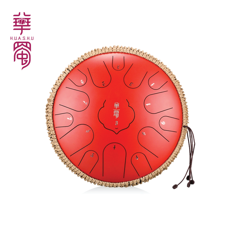 Trống không linh, Lotus Steel Tongue Drum - Huashu TWR15 (TWR) - Red, 15 notes, 12 inch, Tone Đô (C)