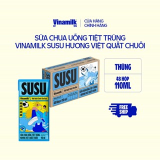 Thùng 48 hộp Sữa chua uống tiệt trùng Vinamilk SuSu việt quất chuối - hộp 110ml