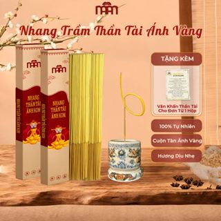 Nhang Thần Tài Cao Cấp, Nhang Cuộn Tàn Thần Tài Vàng Ánh Kim Ít Khói Hương Thơm Dễ Chịu Hộp 50 Nén