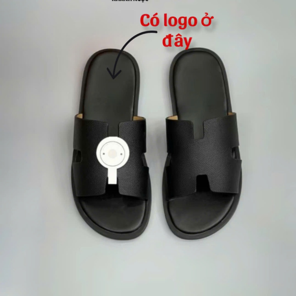 Dép Nam LoGo Khắc Laze Mặt DA Quai Da Dép Quai Ngang Thời Trang  ( SỈ LẺ GIÁ XƯỞNG)  Size 37-44