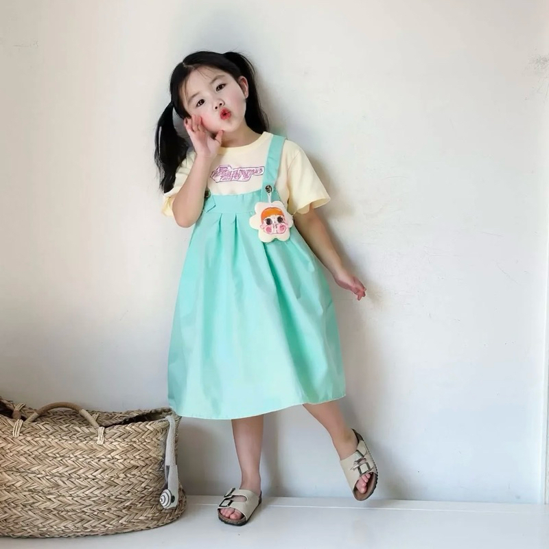 [BBkidsvn ] Đầm thun giả yếm crybaby bé gái xinh xắn 22kg-30kg