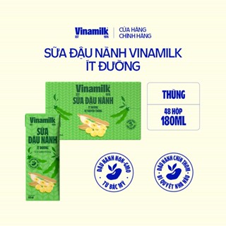 Sữa đậu nành Vinamilk Ít Đường - Thùng 48 hộp 180ml
