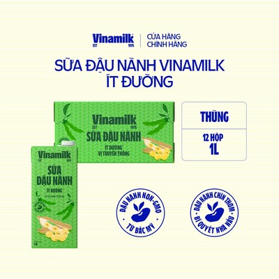 Thùng 12 Hộp Sữa đậu nành ít đường 1L