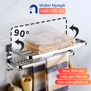  Vắt khăn giá treo khăn nhà tắm inox 304 cao cấp dán tường tiện lợi NOP Waternymph  kèm miếng dán và ốc vít  