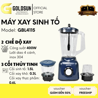 Máy xay sinh tố Goldsun GBL4115 công suất 400W, 3 cối nhựa, lưỡi dao inox 4 cánh