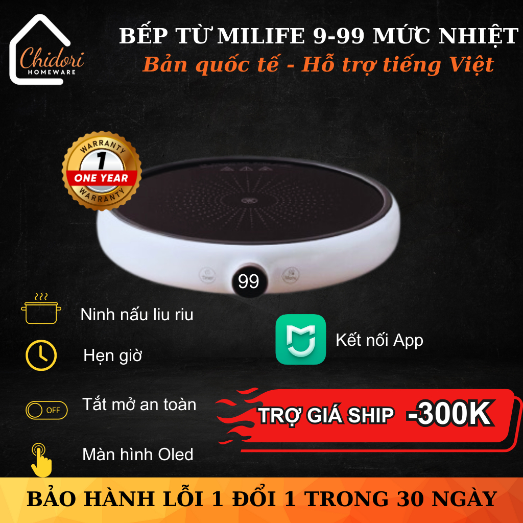 HCM GIAO 2H - Bếp từ Mijia/ Milife 9 mức - 99 mức tiếng Việt có hẹn giờ & kết nối APP (BH 12T)