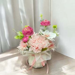 Set bình hoa lụa cắm sẵn decor bàn trà, tặng quà sinh nhật nhỏ xinh, cao hơn 30cm - Tiệm hoa lụa nhà Vy