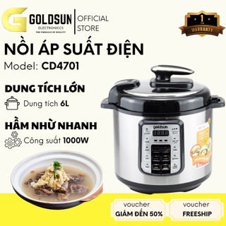  Nồi áp suất điện Goldsun dung tích 6L công suất 1000W nồi hầm điện tử đa chức năng hẹn giờ an toàn 