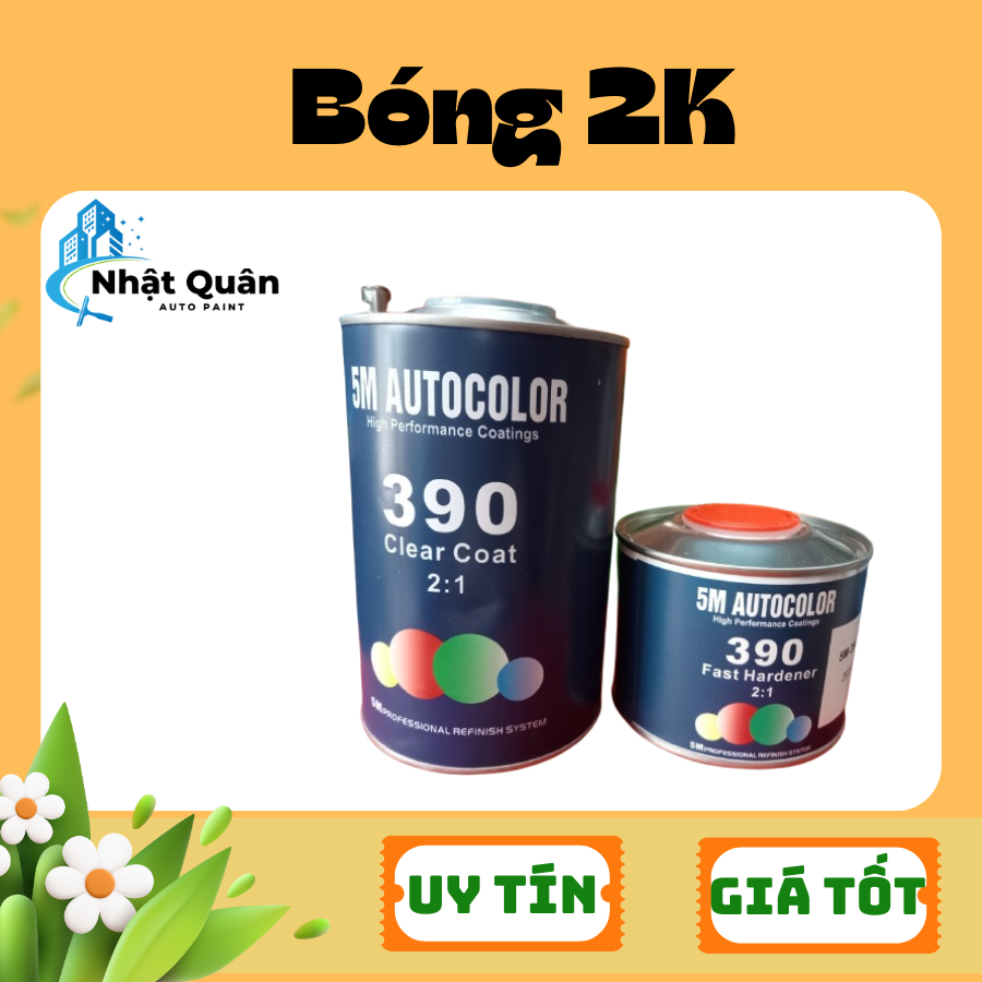 Bộ Dầu bóng 5M Autocolor 390 nhanh khô sơn xe 2 thành phần siêu bóng