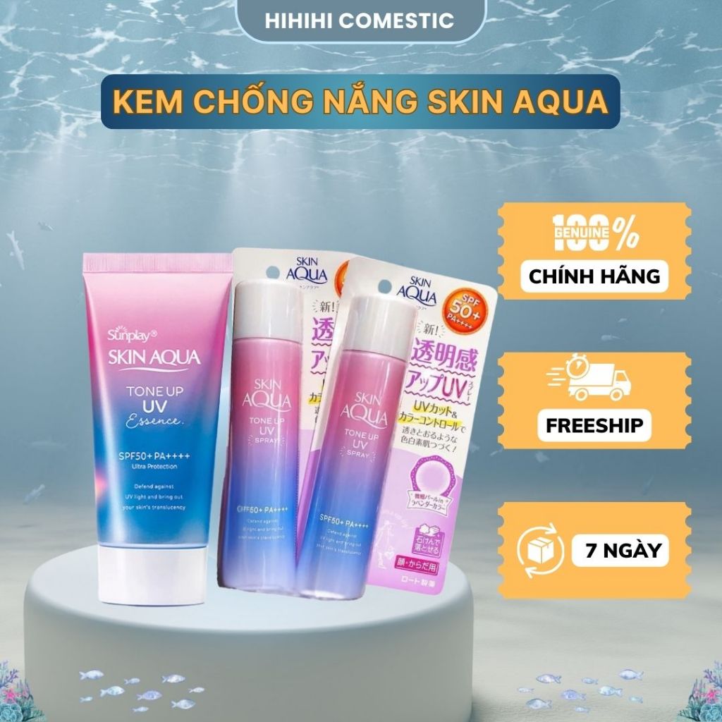 Kem chống nắng Skin aqua KCN nâng tông cho da tối màu Sunplay Skin Aqua Tone Up UV SPF 50+ PA++++ 50