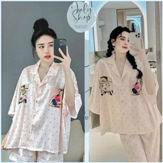 [<70kg] Đồ Ngủ Nữ, Đồ Bộ Tiểu Thư JULY Pijama Chấm Bi Họa Tiết Cô Gái Tay Cánh Dơi Chất Latin Mềm Mịn Freesize