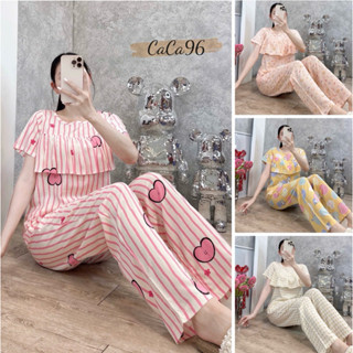 Đồ bộ tole,bộ lanh mặc nhà nữ quần dài bèo ngực f21 VNXK mỏng,nhẹ nhàng thoáng mát.