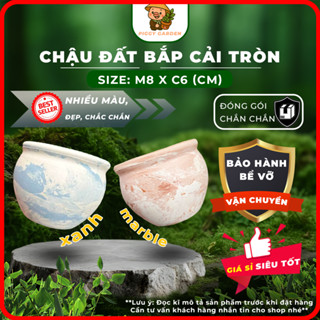 Chậu đất nung - Chậu trồng sen đá, xương rồng - Chậu trồng cây - Chậu cây - Bắp cải tròn 8cm x 6cm