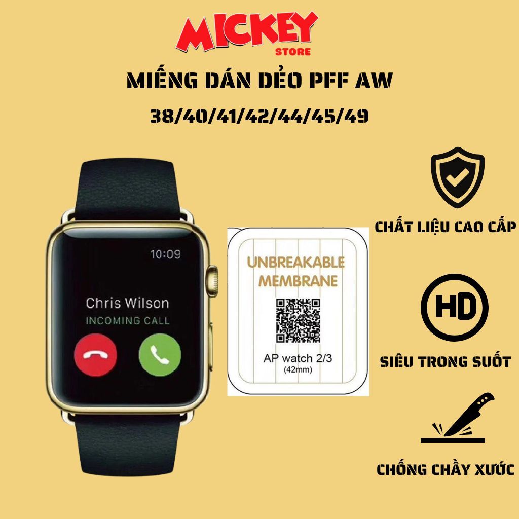 Miếng Dán PPF Chống Xước Bảo Vệ Màn Hình Apple Watch Series 7/1/2/3/4/5/6/SE 38 40 41 42 44 45 49