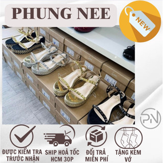  Sandal nữ đế xuồng quai đinh tán siêu sang đế cói êm chân - Giày sandal hot trend mùa hè  FullBox  