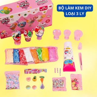 Bộ làm kem DIY đồ chơi làm kem bộ 3 ly mini đa dạng phụ kiện đi kèm cho bé thoả sức sáng tạo